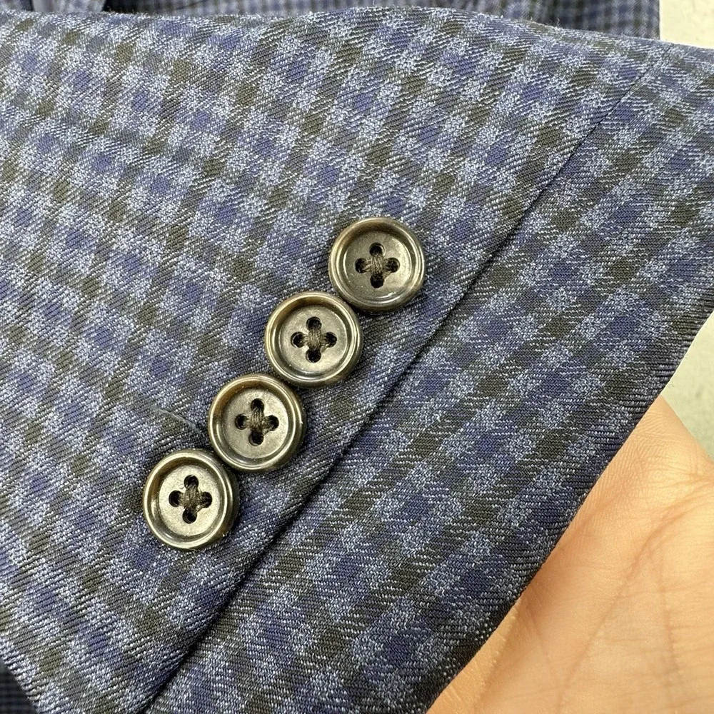 Bonobos‎ Men's Slim Fit Guabello 100% Wool Blue Plaid Blazer 40r 2 Button Preppy